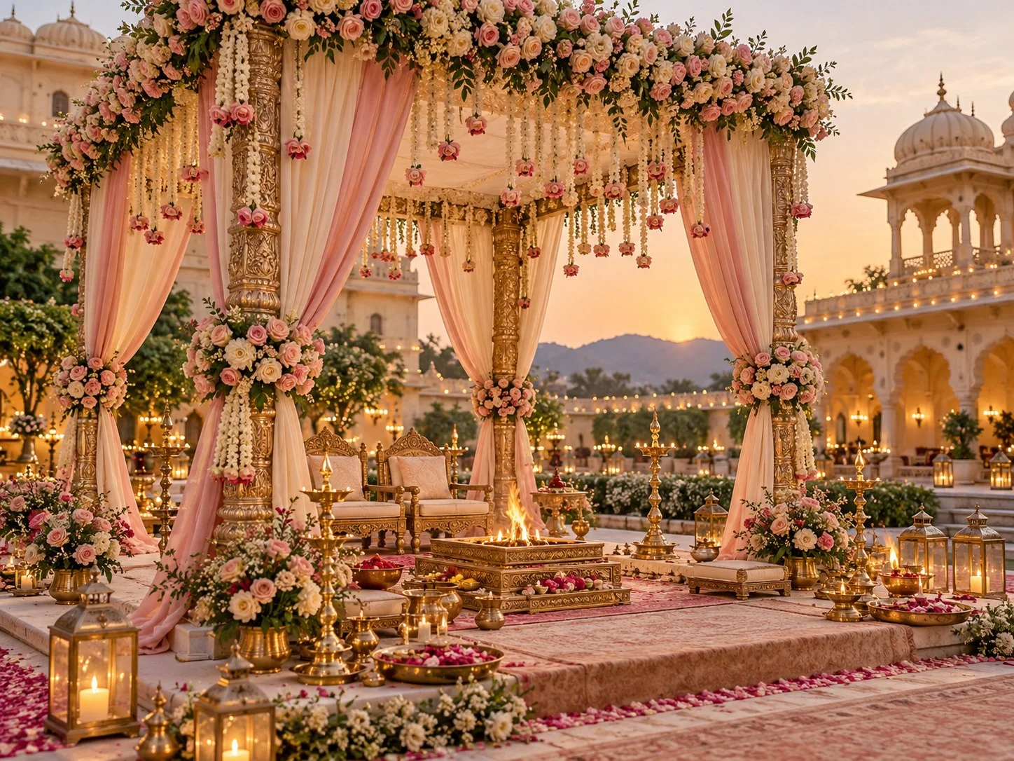 Sacred Indian wedding Saat Phere ceremony around fire
