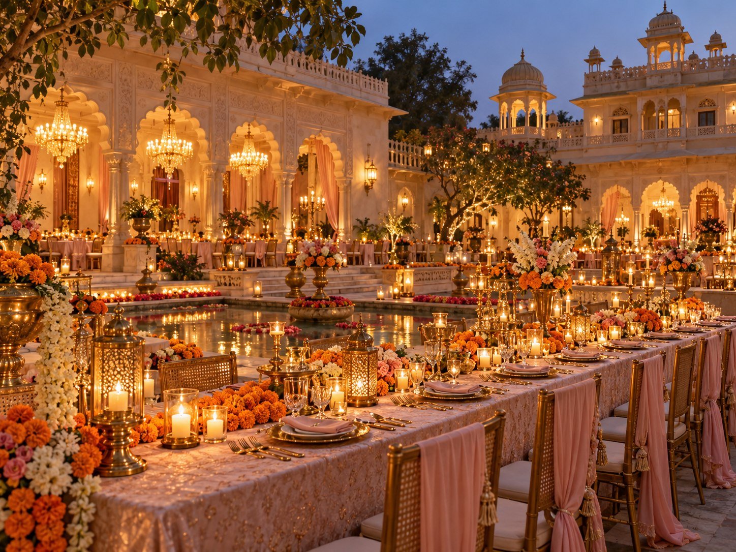 Luxury evening wedding celebration in Kerala