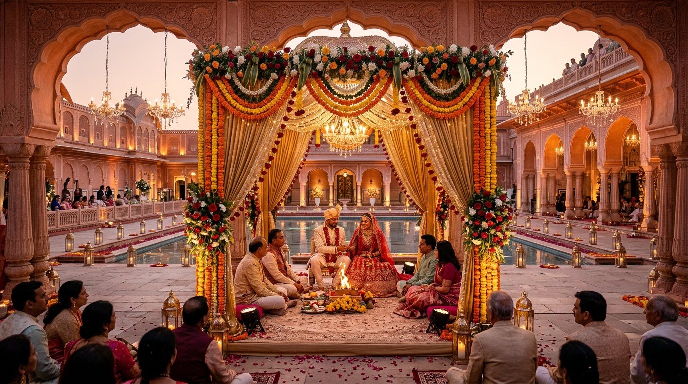 Royal palace wedding mandap in Jaipur