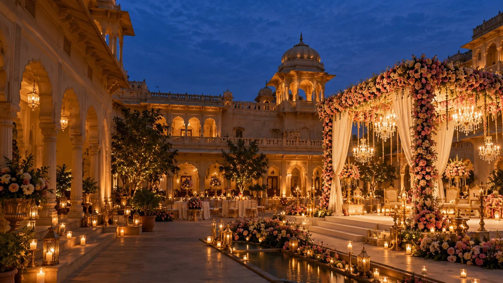 Master wedding planners curating royal palace wedding